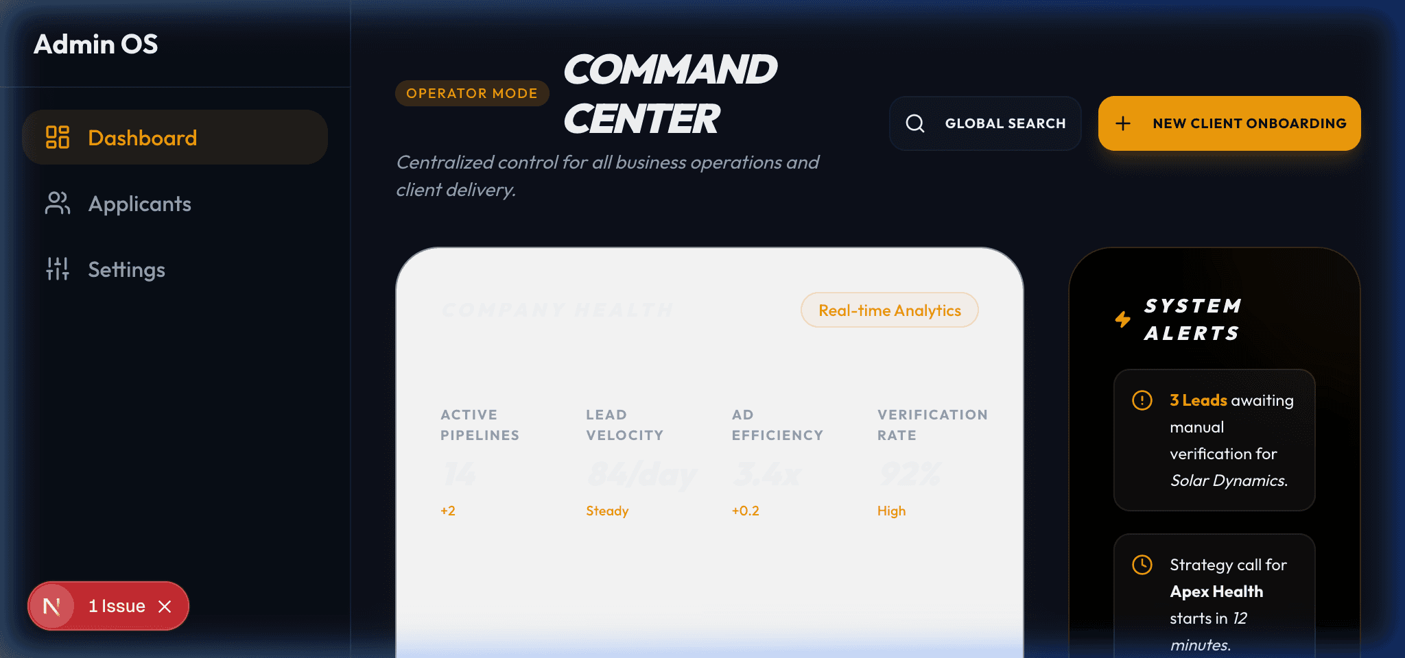 Client dashboard showing marketing automation in real-time